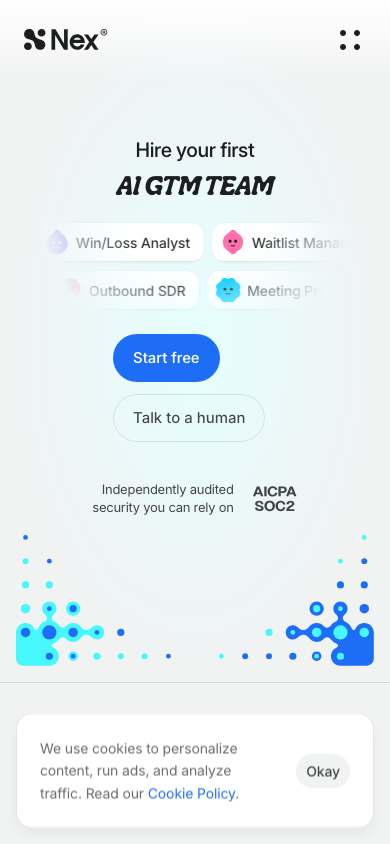 Nex home page on a phone