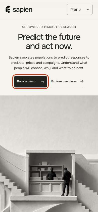 Sapien home page on a phone