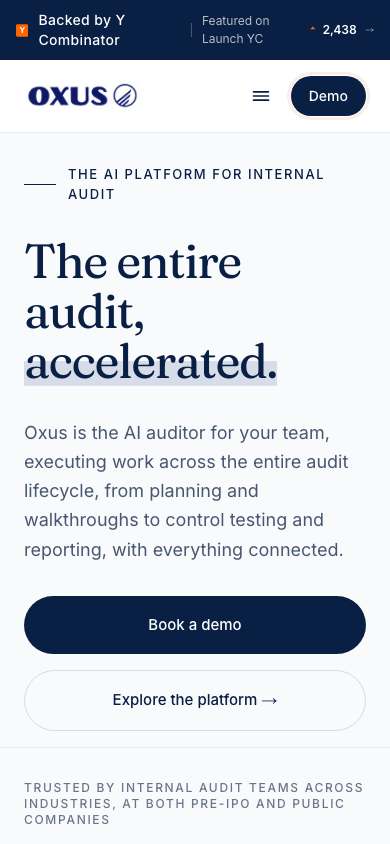 Oxus home page on a phone