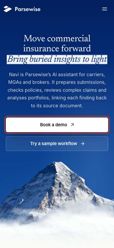Parsewise home page on a phone