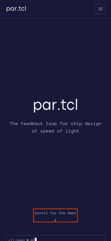 Partcl home page on a phone