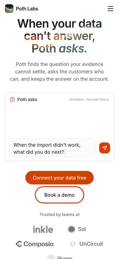 Poth Labs home page on a phone