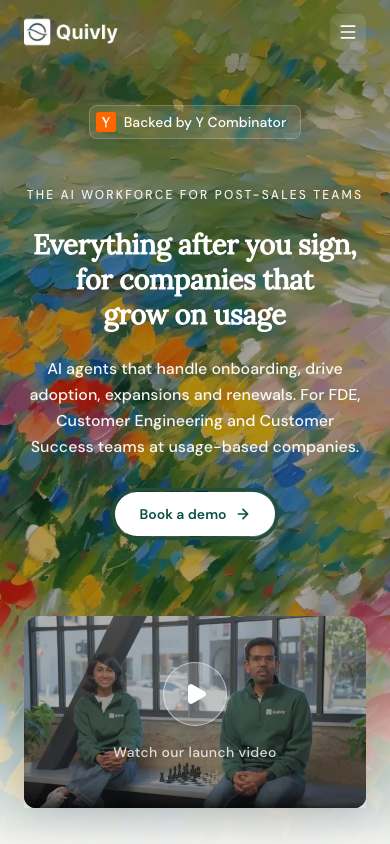 Quivly AI home page on a phone