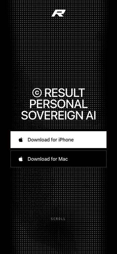 Result home page on a phone