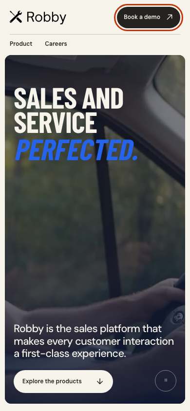 Robby home page on a phone