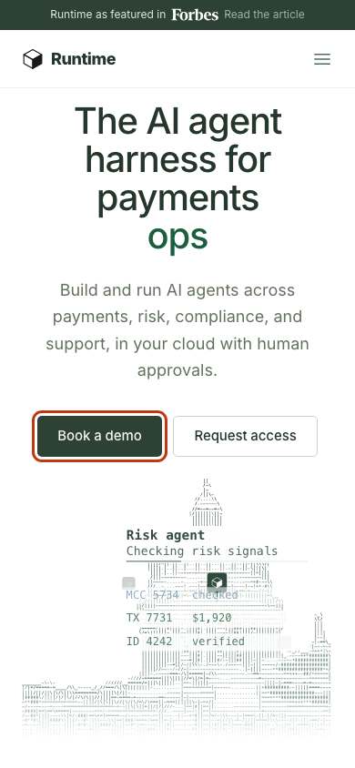 Runtime home page on a phone