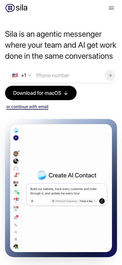 Sila home page on a phone