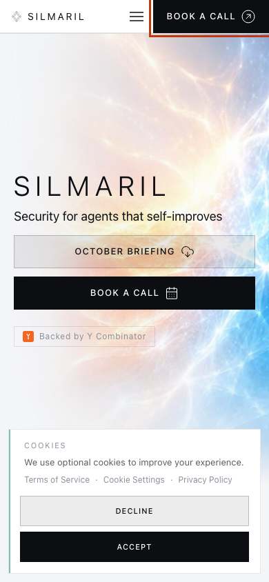 Silmaril home page on a phone