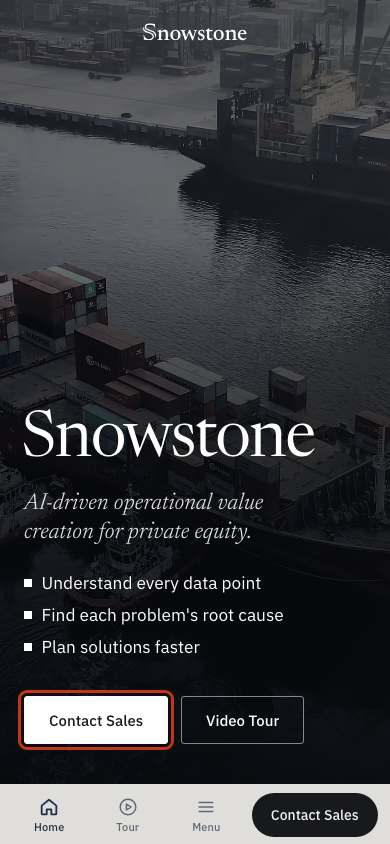 Snowstone home page on a phone
