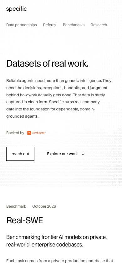 Specific Labs home page on a phone