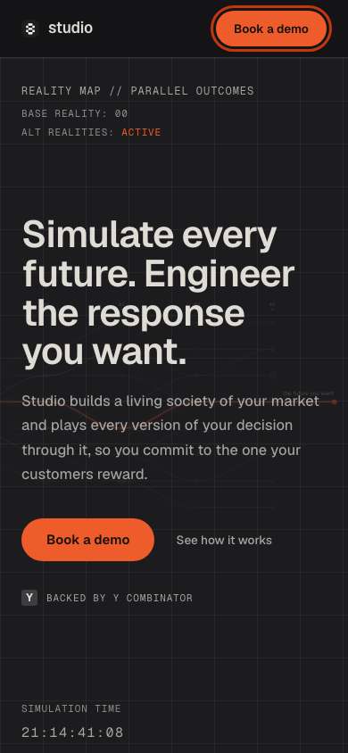 Studio home page on a phone