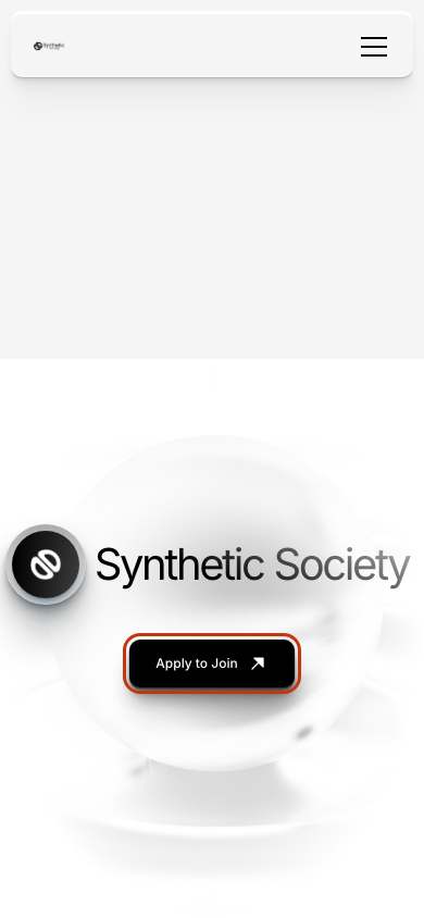 Synthetic Society home page on a phone