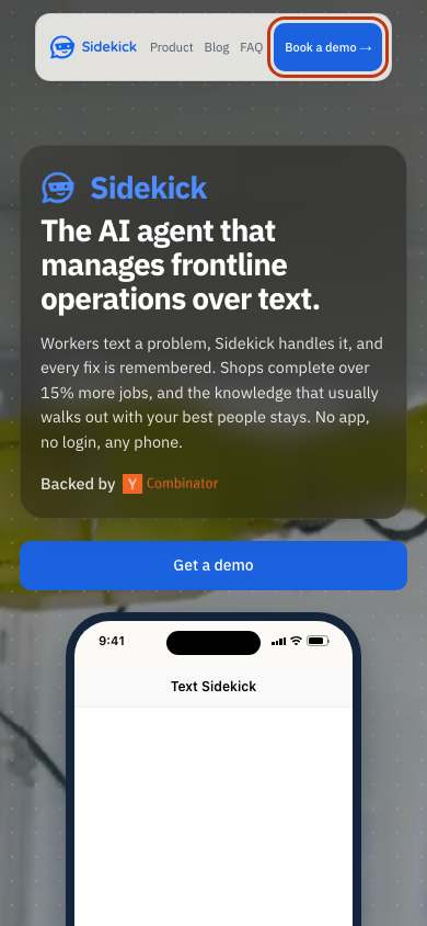 Sidekick home page on a phone