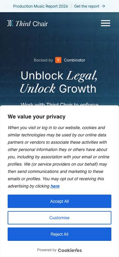 Third Chair home page on a phone