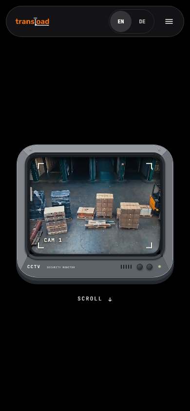 transload home page on a phone