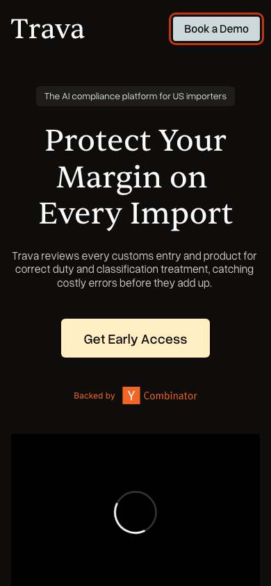 Trava home page on a phone