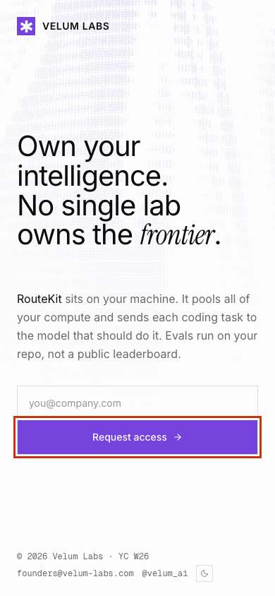 Velum Labs home page on a phone