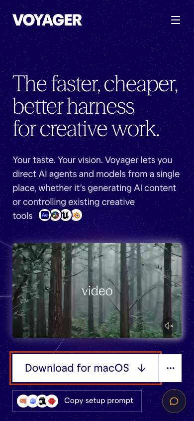 Voyager home page on a phone