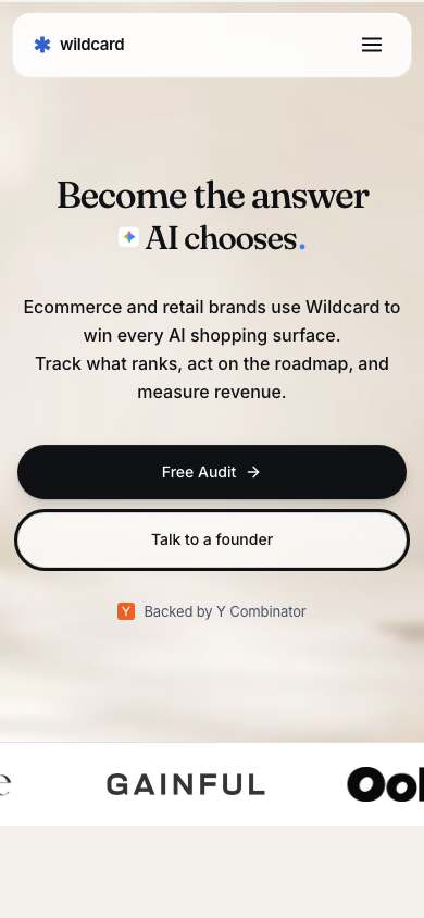 Wildcard home page on a phone